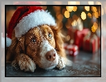 Czapka, Prezenty, Pies, Mikołaja, Springer spaniel walijski